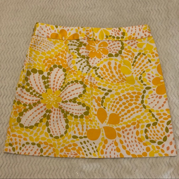J Crew Yellow Floral Retro Mini Skirt Pockets 2 - Picture 6 of 7